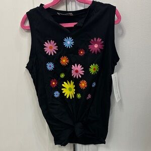 Rock Candy Black Floral sleeveless Tee NWT